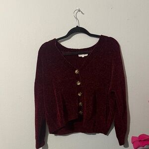 Women's V-Neck Sweater in Burgundy